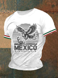 Men's Green Mexican Flag Printed Casual Short Sleeve Top