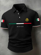 Men's Mexican Flag Print Casual Short-Sleeve Waffle Top