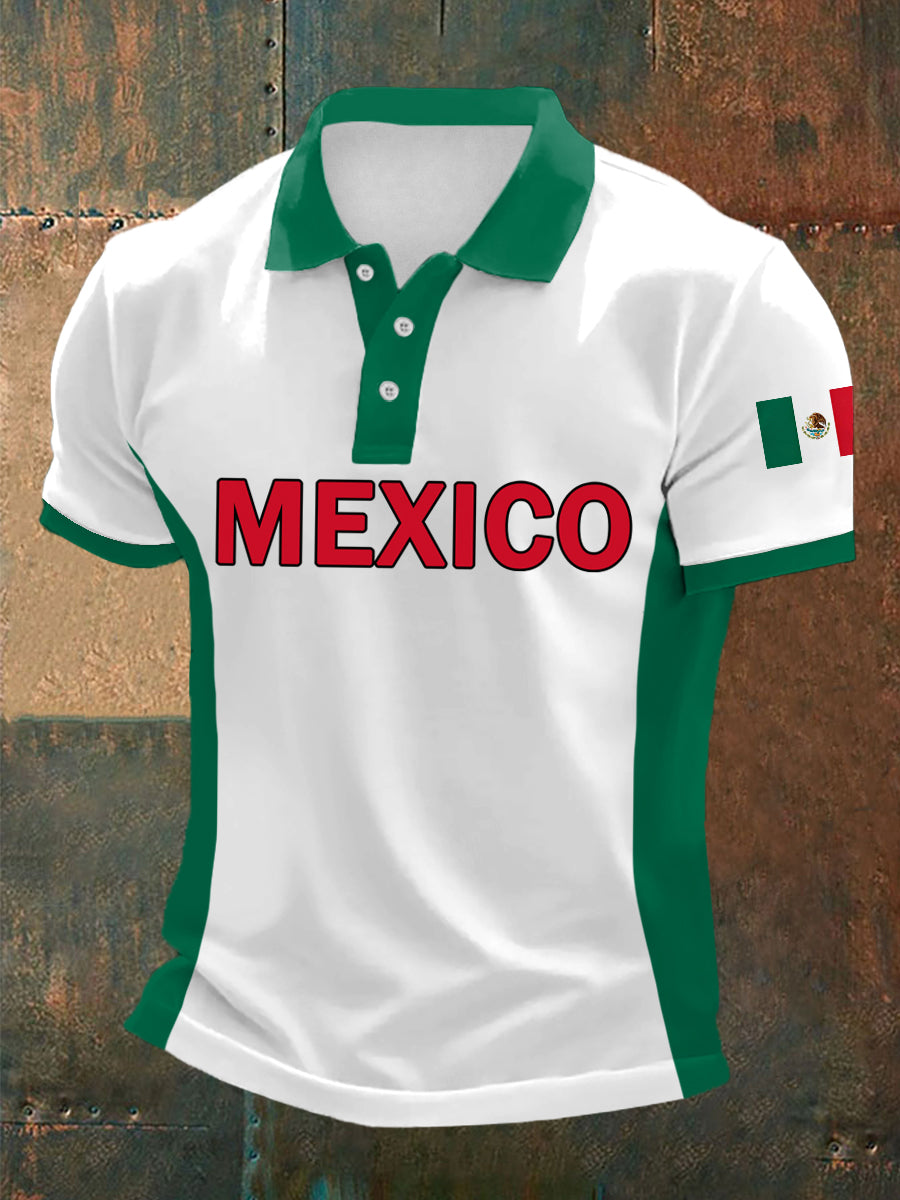 Men's Mexico Flag Print Casual Top