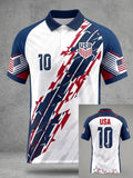 Men's USA Football Lover Art Printed Polo Shirt