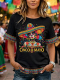 Women's Cinco De Mayo Print Casual Ruffle Sleeve Tee