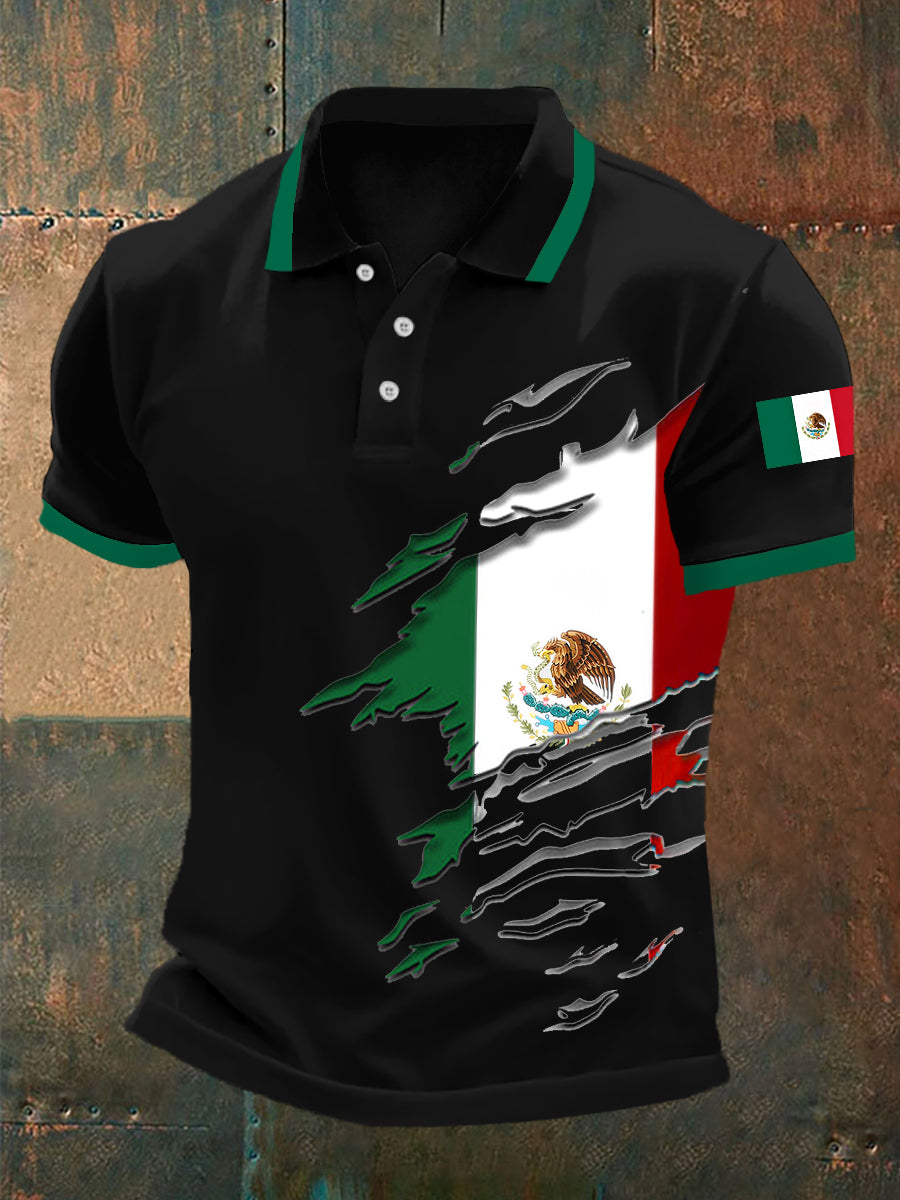 Men's Mexican Flag Print Casual Top