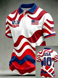 Men'S USA Football Lover Art Printed Polo Shirt