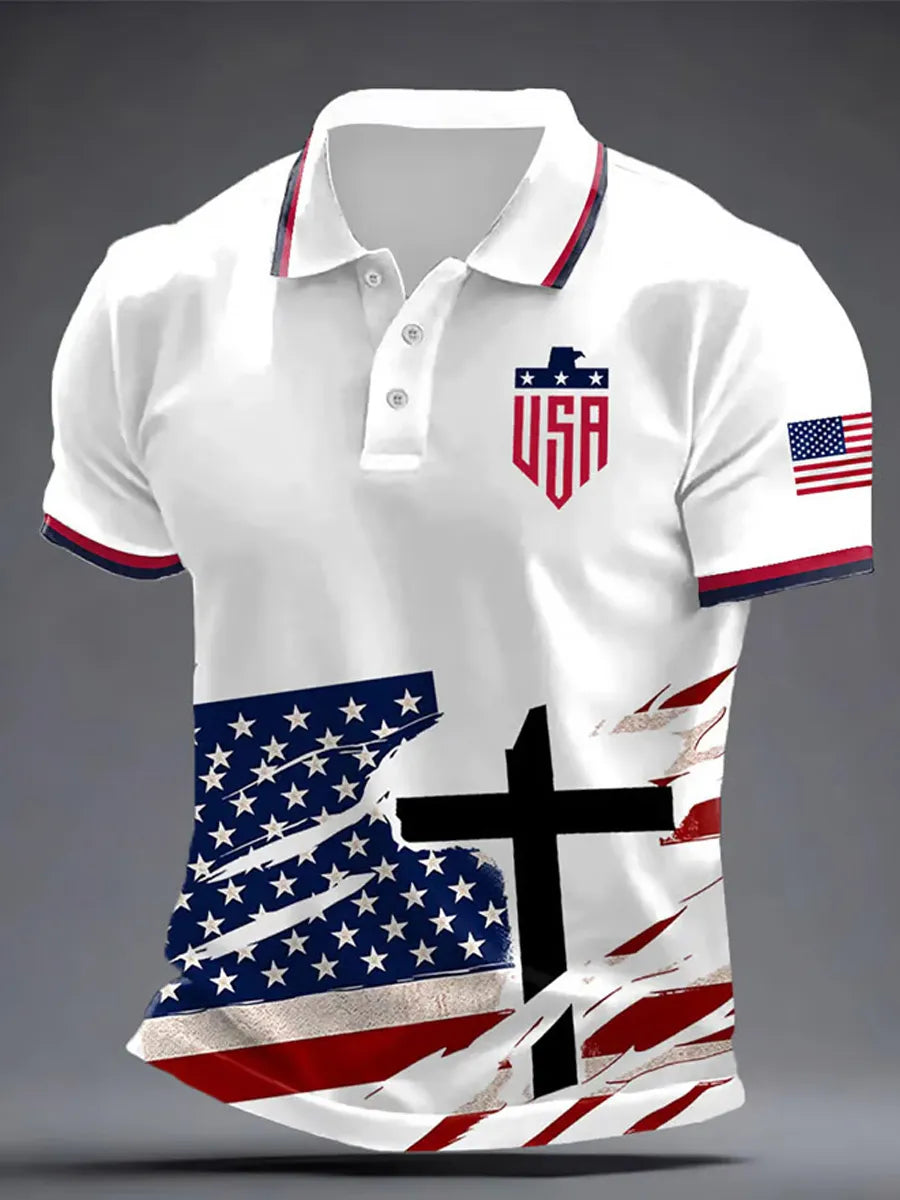 American Soccer Fan Patriotic Graphic Print Men's Casual T-Shirt