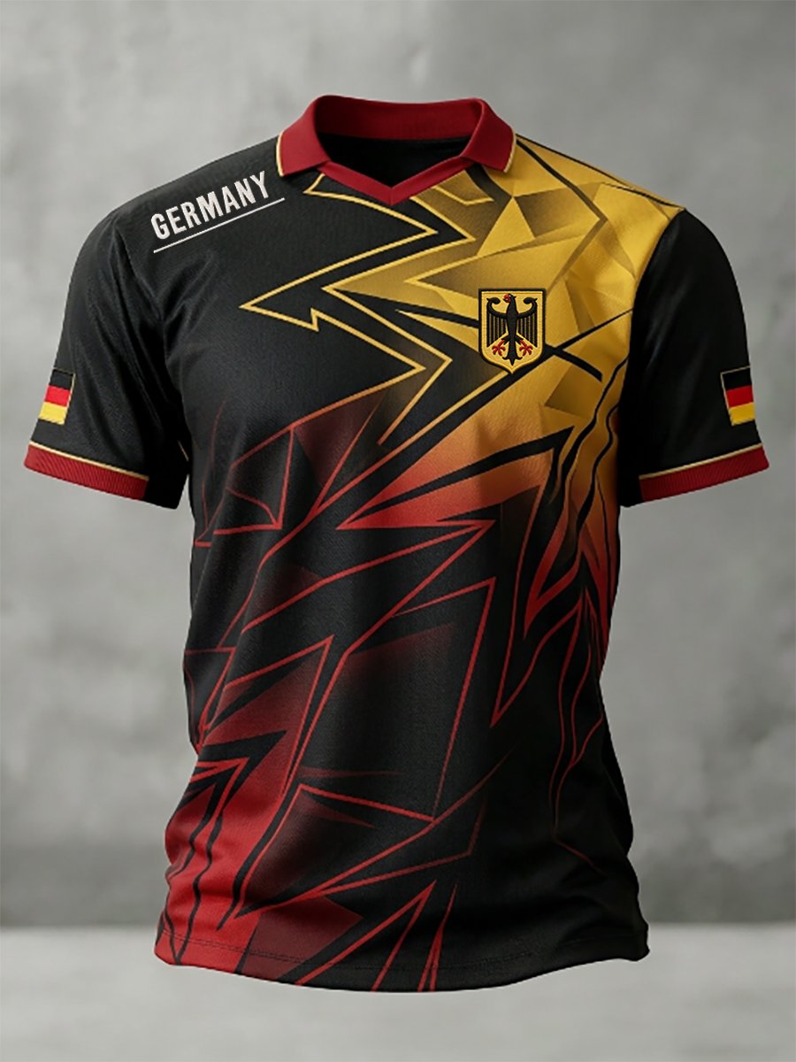 Men's German Football Team Fan Print Short-Sleeve Sports T-Shirt