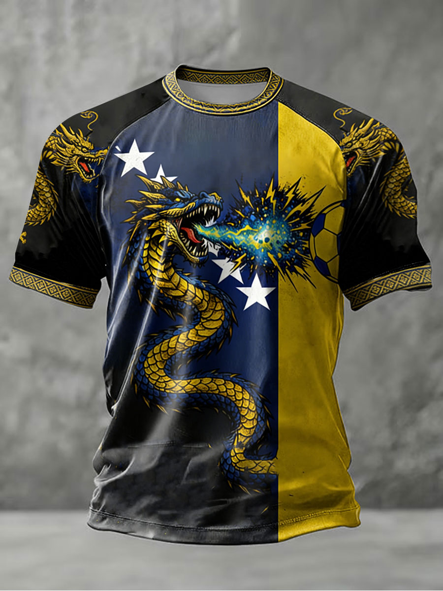 Men's Bosnia ZMAJEVI Football Lover Printed short sleeve t-shirt