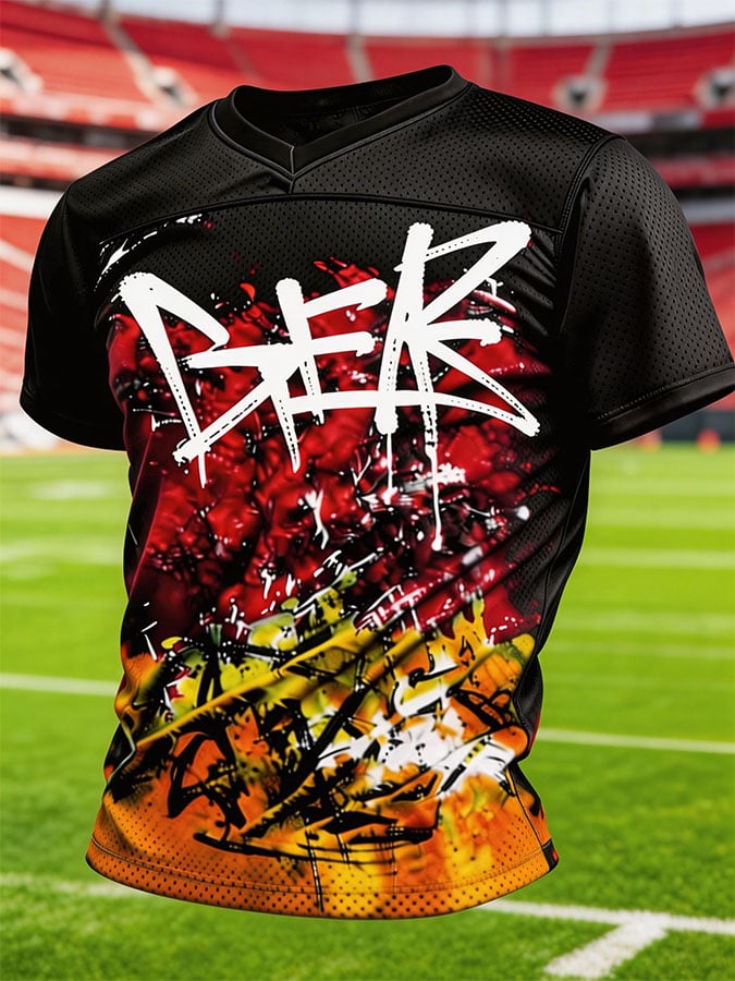 Men's Retro Color-Block Spliced Germany National Team Fan Soccer T-Shirt (Short Sleeve)
