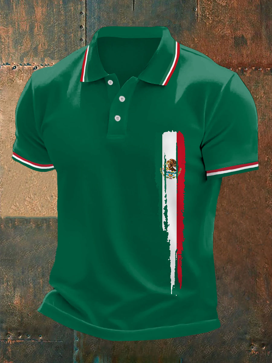 Men's Mexican Flag Print Casual Top