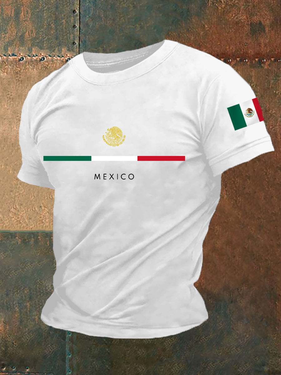 Men's Mexico Falg Print Casual Tee