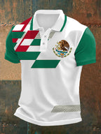 Men's Mexico Flag Print Casual Polo