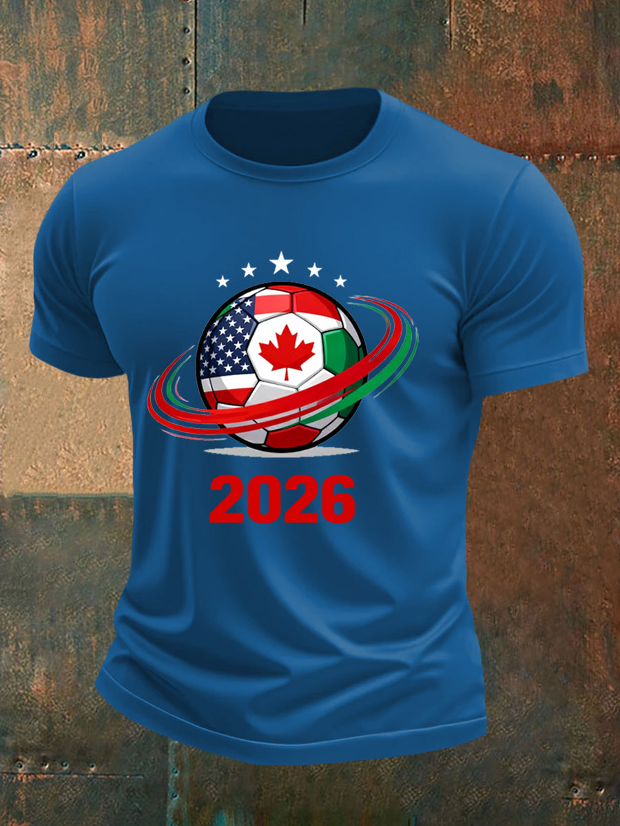 Men's   2026 Soccer Print Gift For Soccer Fans Casual Tee