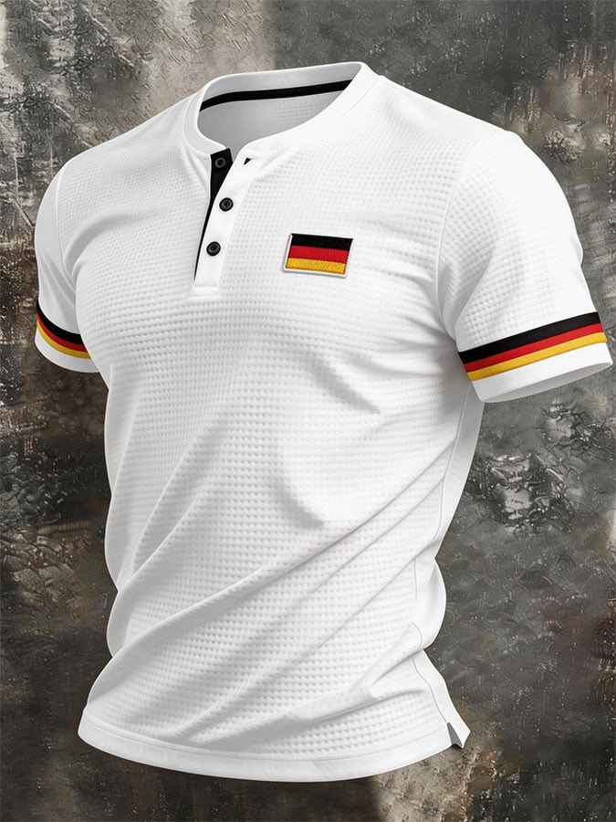 Men's Germany World Cup Waffle-Knit Open-Collar Short-Sleeve T-Shirt