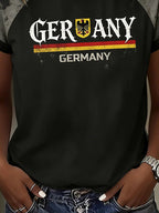 Women's Casual Retro Distressed Germany National Team Football Fan T-Shirt – Short Sleeve with Contrast Trim