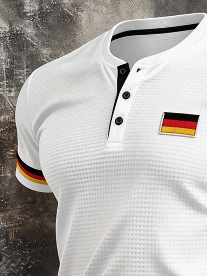 Men's Germany World Cup Waffle-Knit Open-Collar Short-Sleeve T-Shirt