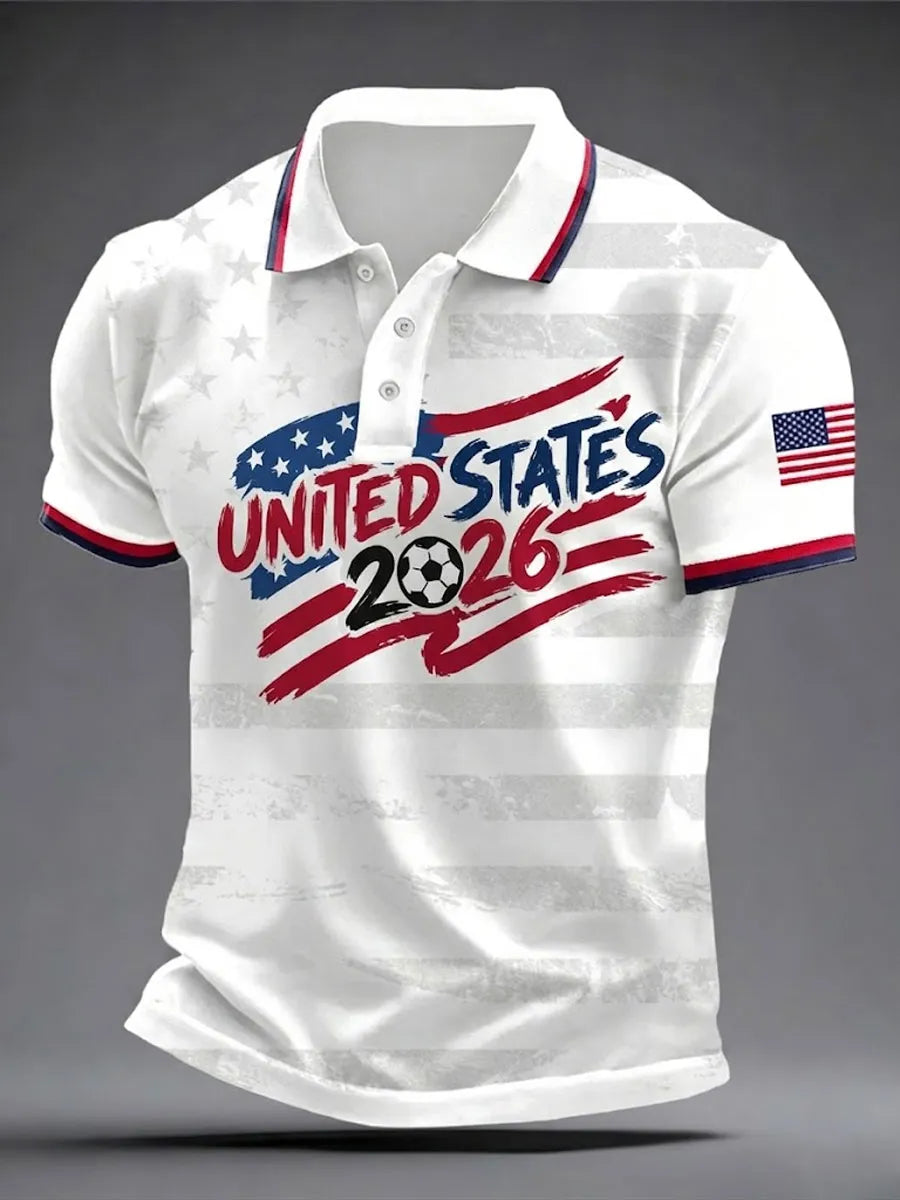 Men'S USA Football Lover Art Printed Polo Shirt
