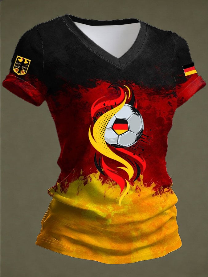 Women's Casual T-Shirt with German Football Print
