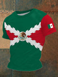 Men's Mexican Flag Printed Short Sleeved T-shirt