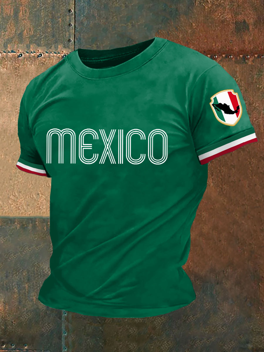 Men's Mexico Flag Print Casual Tee