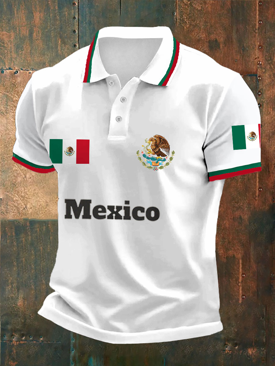 Men's Mexico Football Lover Printed polo shirt