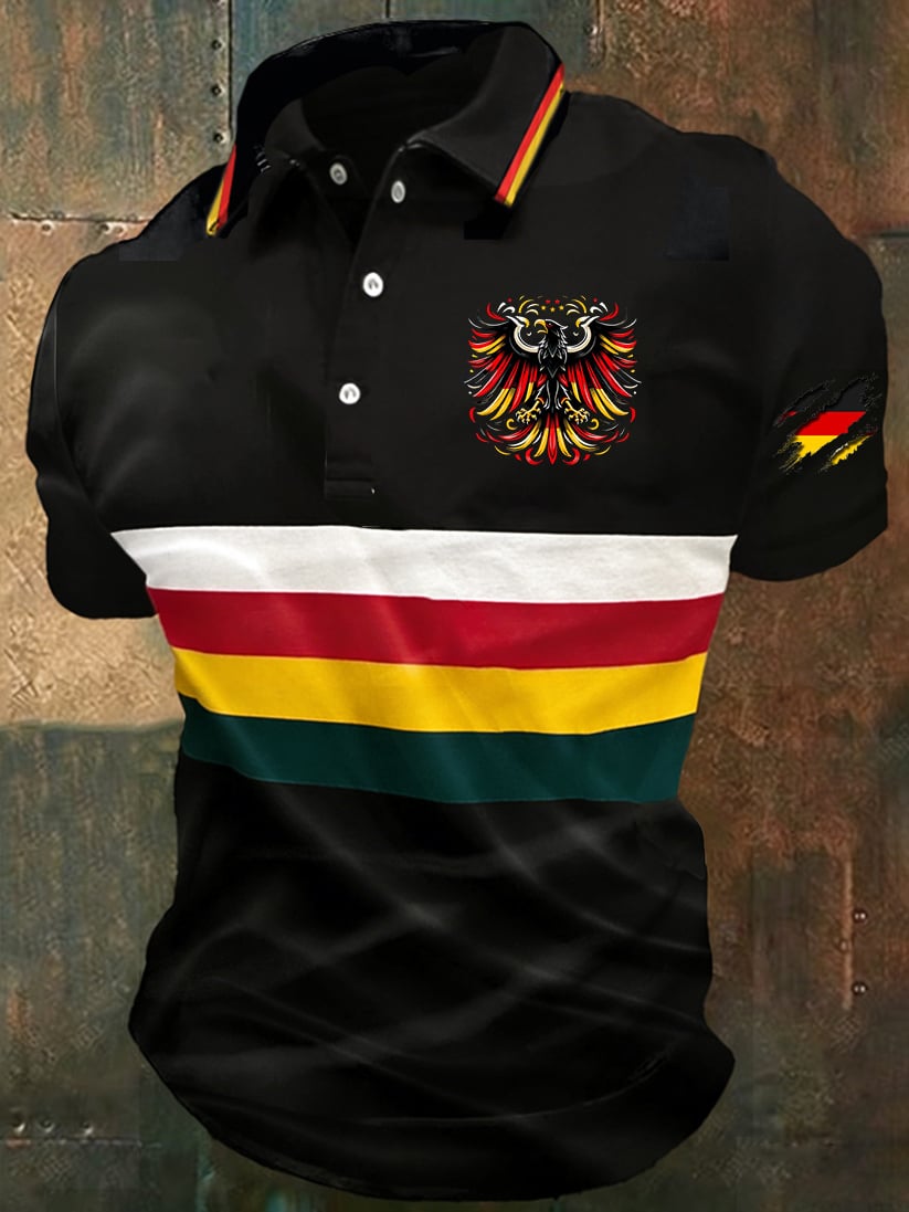 Men's Casual Germany Soccer Printed Polo Shirt