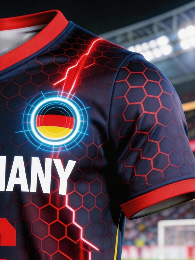 Men's Germany National Team Fan T-Shirt: Color-Block Spliced, Short Sleeve, Featuring "6" Numbering