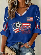 Retro USA Football Fan-Style Casual Jersey