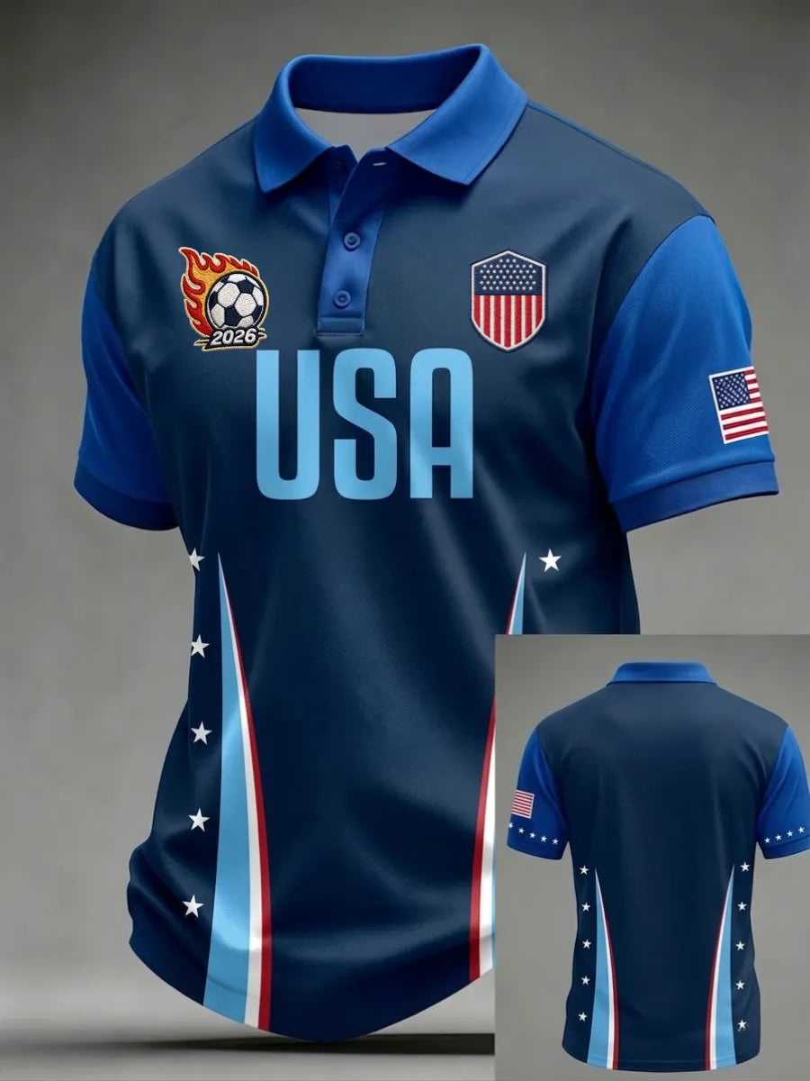 Men's USA Football Lover Art Printed Polo Shirt