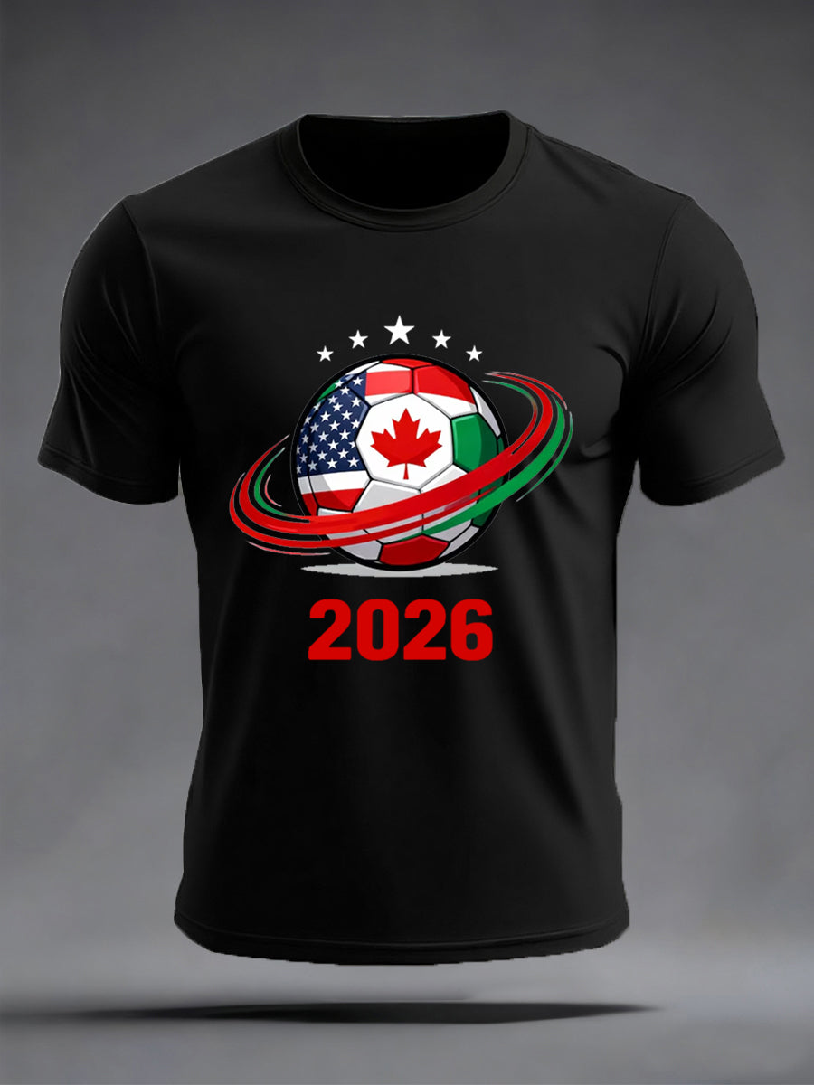 Men's   2026 Soccer Print Gift For Soccer Fans Casual Tee