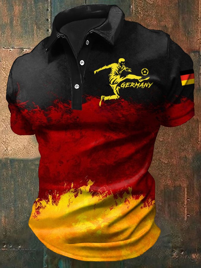 Men's Soccer Print Casual Polo Shirt