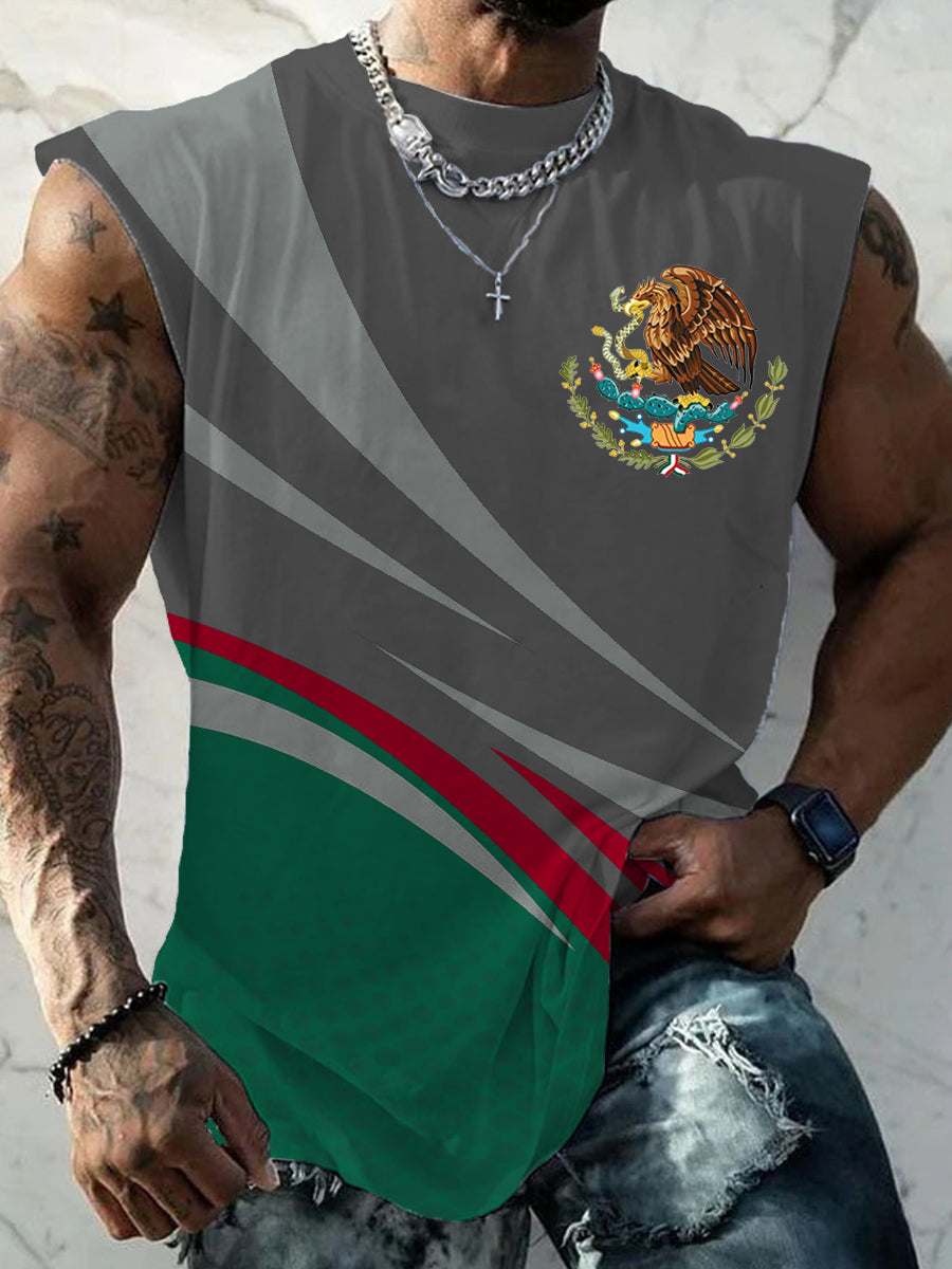 Men's Mexican Flag Print Casual Tank Top
