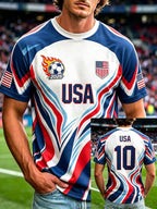 Men's Fashion US National Soccer Team Fan Crew Neck Short-Sleeve T-Shirt