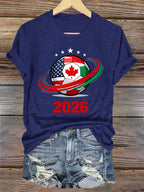 Women's   2026 Soccer Print Gift For Soccer Fans Casual Tee