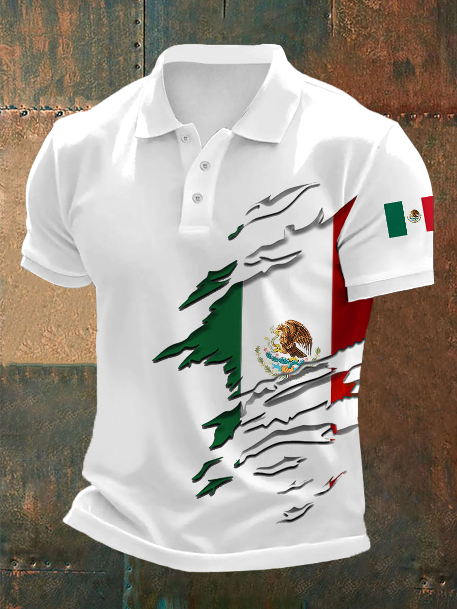 Men's Mexican Flag Print Casual Top