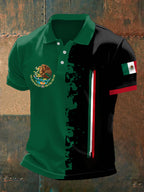 Men's Mexico Flag Print Casual Polo