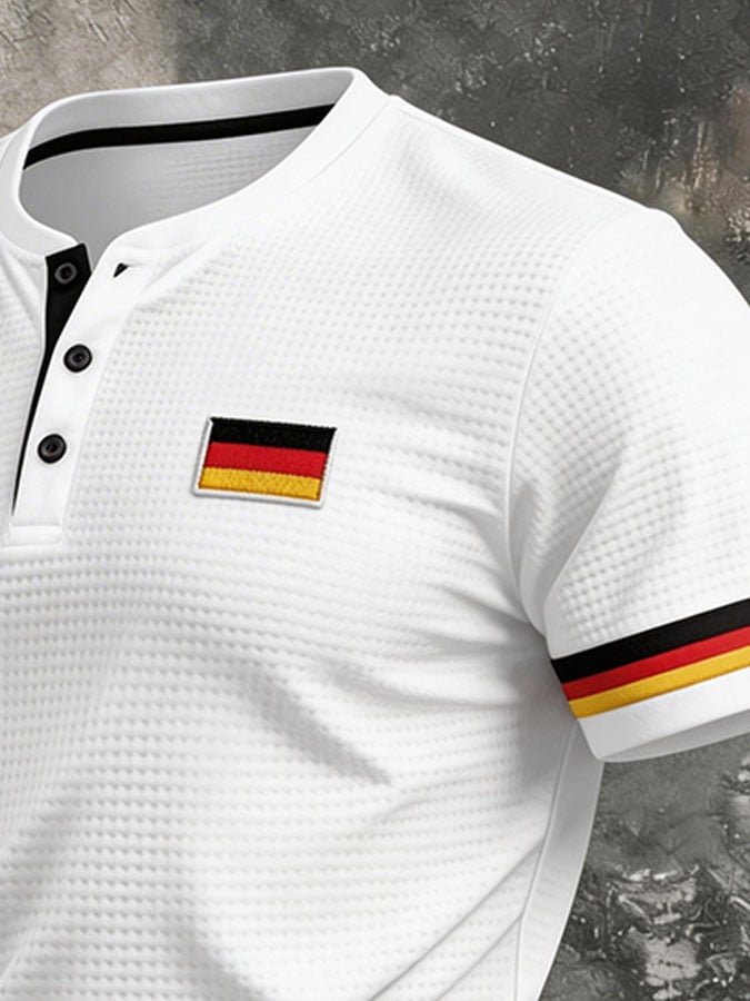 Men's Germany World Cup Waffle-Knit Open-Collar Short-Sleeve T-Shirt