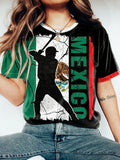 Women's Mexico Baseball Lover Printed T-shirt