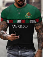 Men's Mexico Flag Print Casual Tee