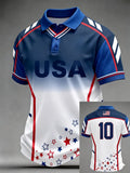 Men's USA Football Lover Art Printed Polo Shirt