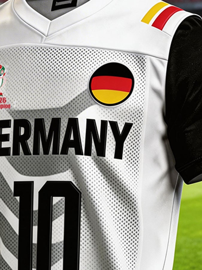 Men's Germany National Team Fan T-Shirt: Color-Block Splicing, Short Sleeve, with "10" Number