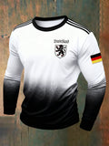Men's Fashionable German Football Team Fan Print Crew Neck Long Sleeve T-Shirt