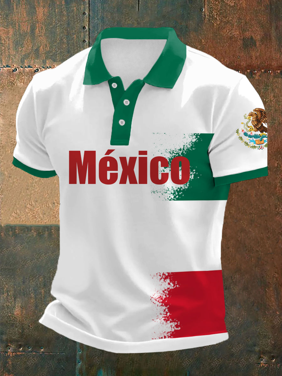 Men's Mexican Flag Print Casual Top