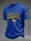 Men's Bosnia ZMAJEVI Football Lover Printed imitation cotton short-sleeved T-shirt