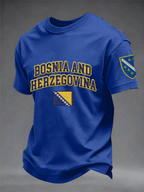 Men's Bosnia ZMAJEVI Football Lover Printed imitation cotton short-sleeved T-shirt
