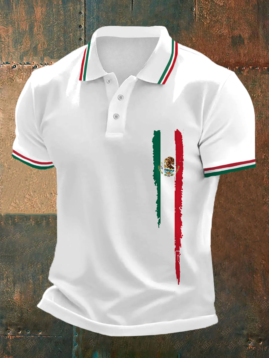 Men's Mexican Flag Print Casual Top