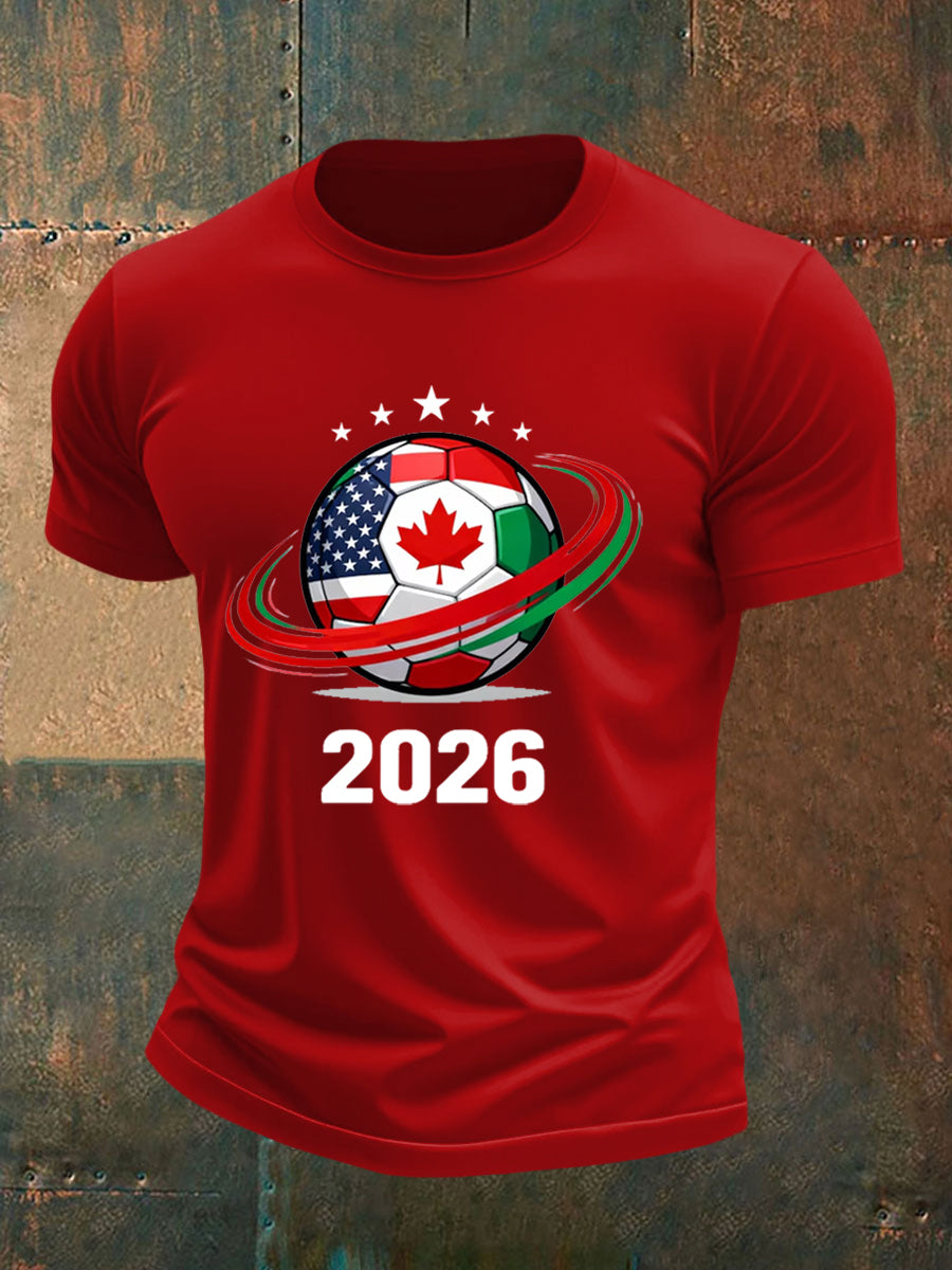 Men's   2026 Soccer Print Gift For Soccer Fans Casual Tee