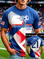Men's Fashion US National Soccer Team Fan Crew Neck Short-Sleeve T-Shirt