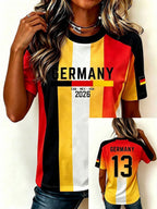 Women's Stylish Germany National Football Team Fan T-Shirt – Crew Neck, Short Sleeve