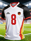 Men's Germany National Team Fan Jersey — Color-Block Spliced, No. 8 Short-Sleeve T-Shirt (Breathable Mesh)