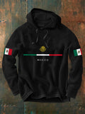 Men's Mexican Flag Print Casual Waffle Hoodie
