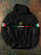 Men's Mexican Flag Print Casual Waffle Hoodie